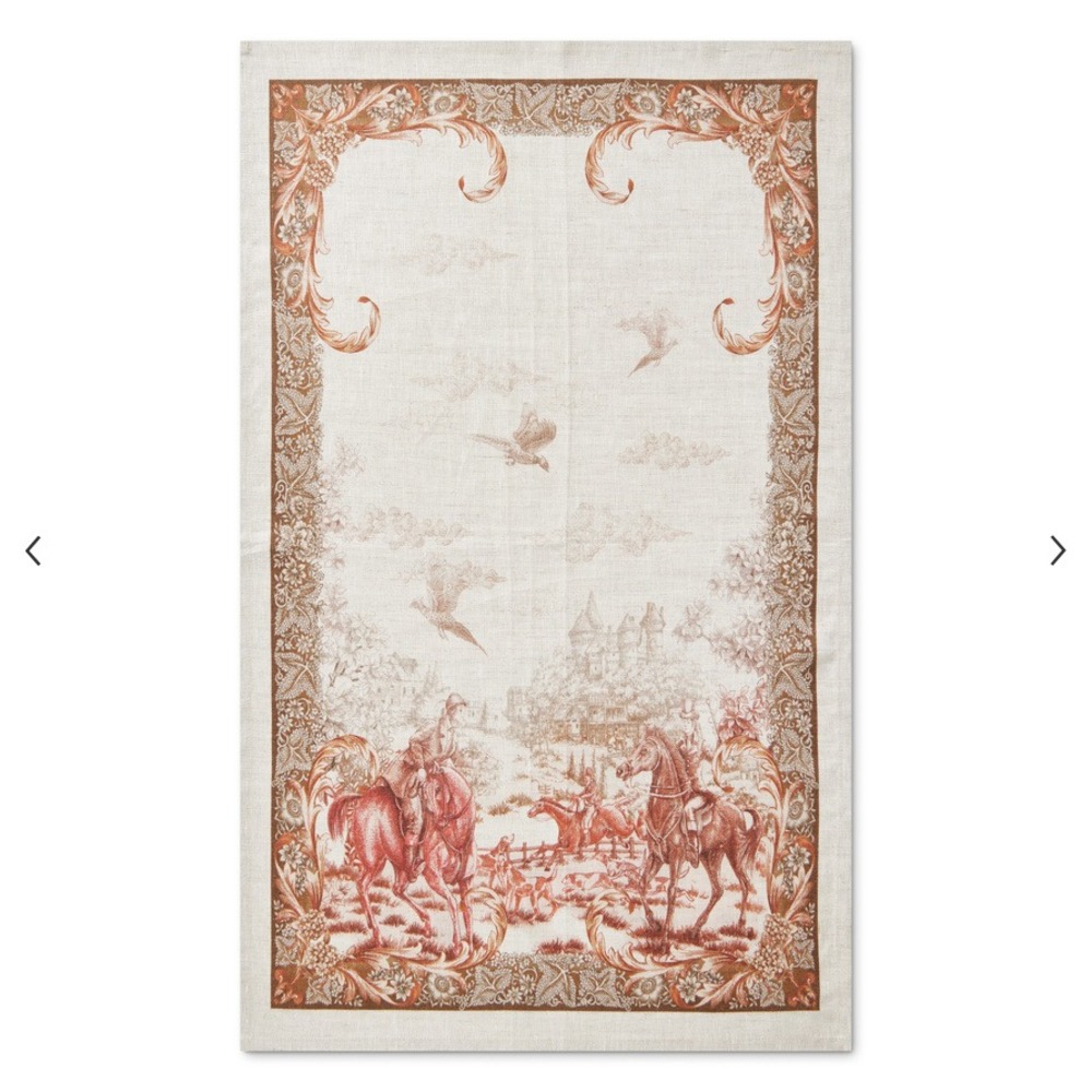 Williams Sonoma Kitchen Towel Tea‎ Dishtowel Equestrian Hunt Italy Linen # 1